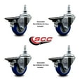 thumbnail image 2 of 3 Inch Blue Polyurethane ½ Inch Threaded Stem Caster Set with Brake, 2 of 2