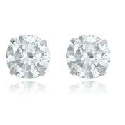 AVORA 10K White Gold 6mm Round Simulated Diamond CZ Stud Earrings