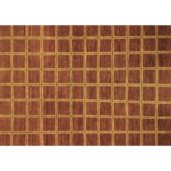 Ahgly Company Indoor Rectangle Checkered Brown Modern Area Rugs, 5' x 7'
