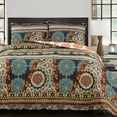 thumbnail image 1 of Lush Decor Global Medallion Quilt Navy 3pc Set King, 1 of 2