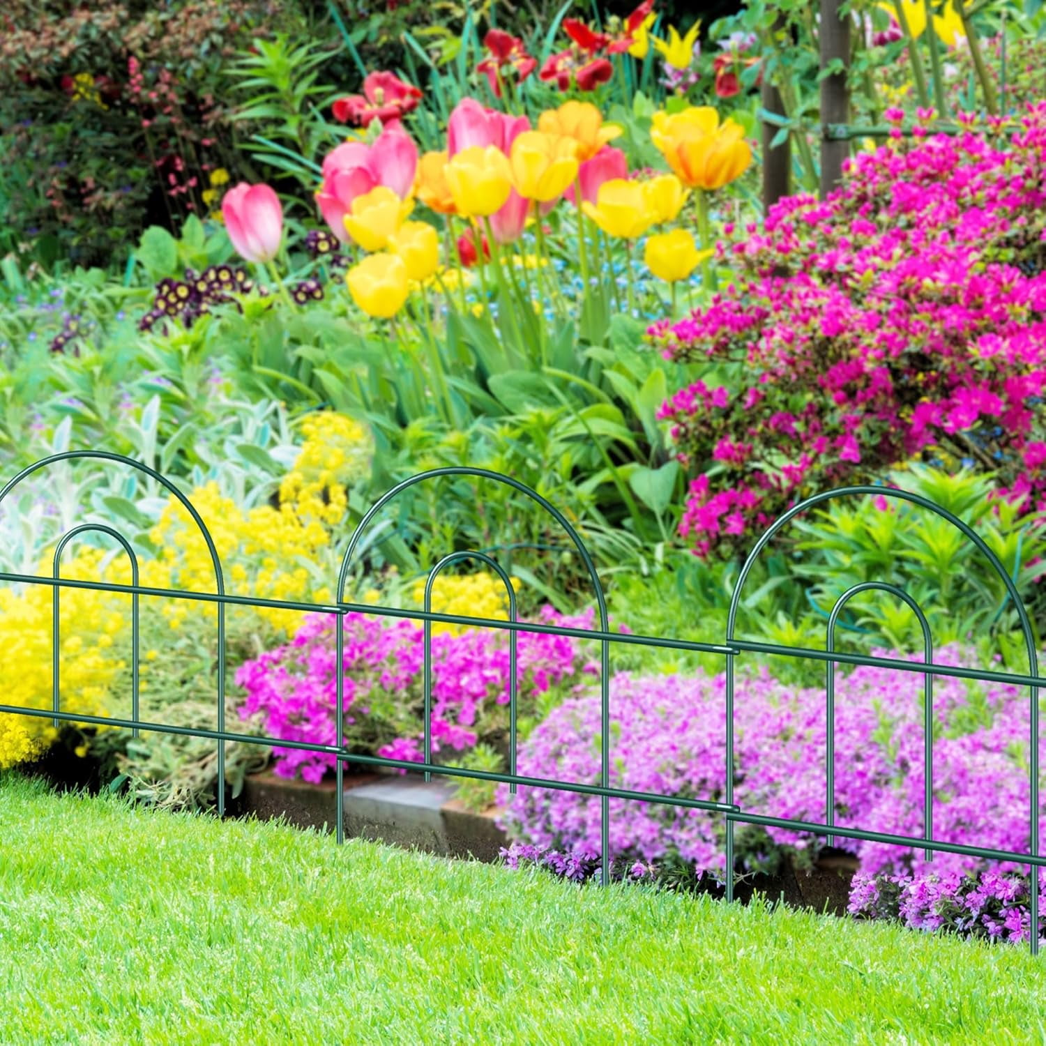 Decorative Black Garden Border Fence 18inX50ft Metal Wire Edging Flower Bed Folding Fences Panel Outdoor Garden Fencing Patio Edge Landscape for Yard