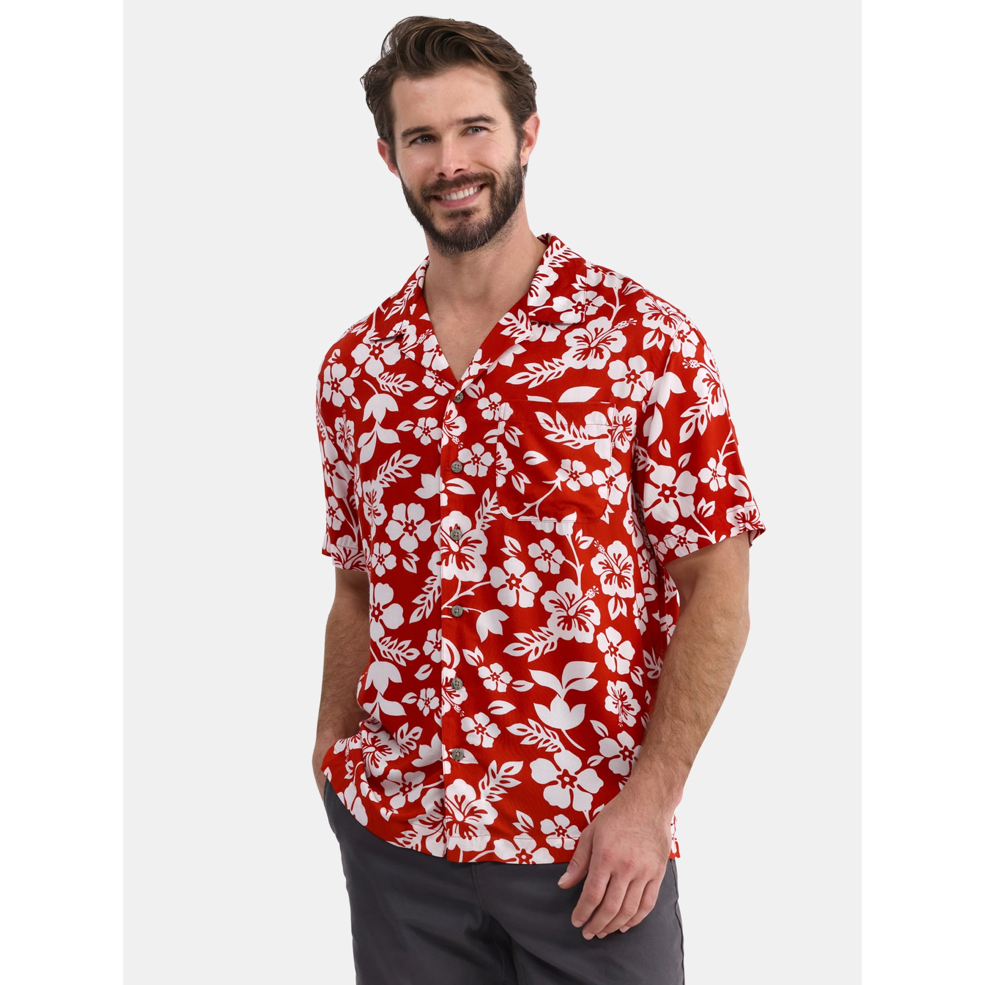 George Men's and Big Men’s Camp Shirt, Sizes S-3XL