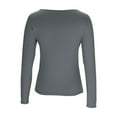 thumbnail image 2 of yillto Women's Square Neck Tops Long Sleeve Tight Crop Tee Basic Casual Slim Layer Undershirts Outfits, 2 of 3