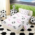 thumbnail image 2 of Erosebridal Pink Bowtie Soccer Twin Sheet Sets, Cute Sport Bedding for Girls and Boys, 3-Piece, 1 Flat Sheet, 1 Fitted Sheet and 1 Pillowcase, 2 of 6