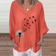 thumbnail image 2 of IROINNID Womens Plus Size Tops Summer V-Neck Short Sleeve Print Lounge T-shirt Blouse,Orange, 2 of 4