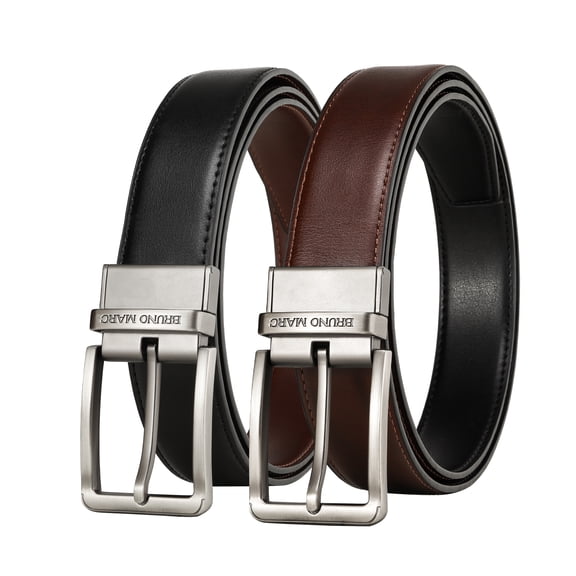 Bruno Marc Men's Belt,Leather Reversible Belt 1.25" For Mens Casual Golf Dress,One Belt Reverse For 2 Sides ABBL211M BLACK/BROWN Size 42