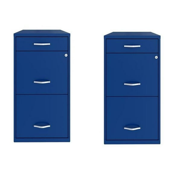 Home Square Set of 2 3 Drawer Metal Organizer File Cabinet Blue