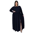 thumbnail image 2 of Plus Size Women Long Sleeve Tops and Split Skirts 2 Piece Obsidian Dress Outfits, 2 of 11