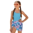 thumbnail image 2 of SEANATIVE 11-12 Years Girls One Piece Swimsuit One-Piece Bathing Suit with Mesh Skirt Cover Up Cut Out Stretchy Swimwear for Kids Children Teens, Tropical Palm Tree Blue Pink, 2 of 7