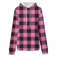 thumbnail image 3 of Jinhomg Women's Plus Size Hoodies Trendy Oversized Plaid Print Sweatshirt Loose Comfy Long Sleeve Drawstring Hoodie with Kangaroo Pocket Pink M, 3 of 5