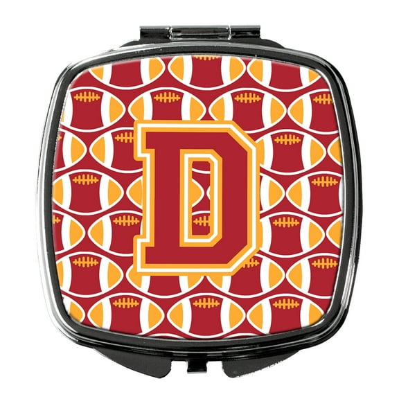 Letter D Football Cardinal and Gold Compact Mirror