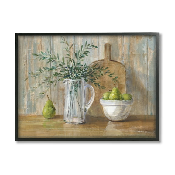 Stupell Industries Rustic Pears Still Life Food & Beverage Painting Black Framed Art Print Wall Art, 14 x 11