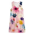 thumbnail image 4 of QUNYINEY Mini Sun Dresses for Women A Line Beach Sleeveless Floral Tank Dress Loose Fit V Neck with Pockets Casual Dresses, 4 of 7