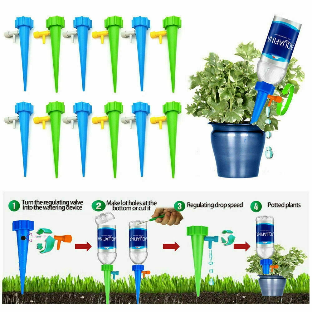 Serendipper 12 PCS Self Plant Watering Spikes with Stable Air Pressure Automatic Plant Waterer for Potted Plant Indoor No Leak Self-Drip Irrigation Device with Adjustable Watering Speed