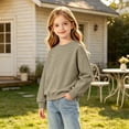 thumbnail image 6 of HAOTAGS Girls Pullover (4-15) Casual Long Sleeve Cotton Sweatshirts Khaki Size 8, 6 of 7
