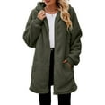 thumbnail image 4 of DuoJiaJ Women Oversized Jackets Fuzzy Fleece Hoodies Zip Up Outerwear Coat With Pockets Womens Fleece Jacket Green L, 4 of 5
