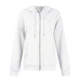 thumbnail image 7 of Women's Zip Up Hoodies Plus Size Drawstring Long Sleeve Solid Color Sweatshirts Fall Winter Fashion Casual Hooded Jacket, 7 of 7