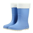 thumbnail image 5 of KEGIRLOM Women's Removable Lined Waterproof Comfortable Height-Increasing Heeled Mid-Calf Rain Boots Shoes For Fall And Winter. Sky Blue Size 4.5, 5 of 7