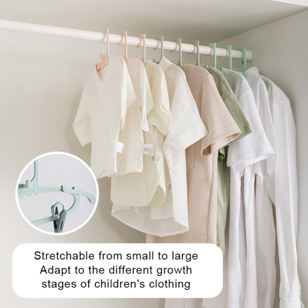 GUGULUZA Adjustable Baby Clothes Hangers for Nursery,Plastic Children Closet  Hangers Non-Slip Kids Hangers Space Saving Extendable Newborn Hangers (Pink  30-Pack) 
