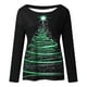 thumbnail image 4 of Blusa de manga larga con cuello redondo y estampado de árbol de Navidad para mujer Pompotops  FGAJ12611, 4 of 5