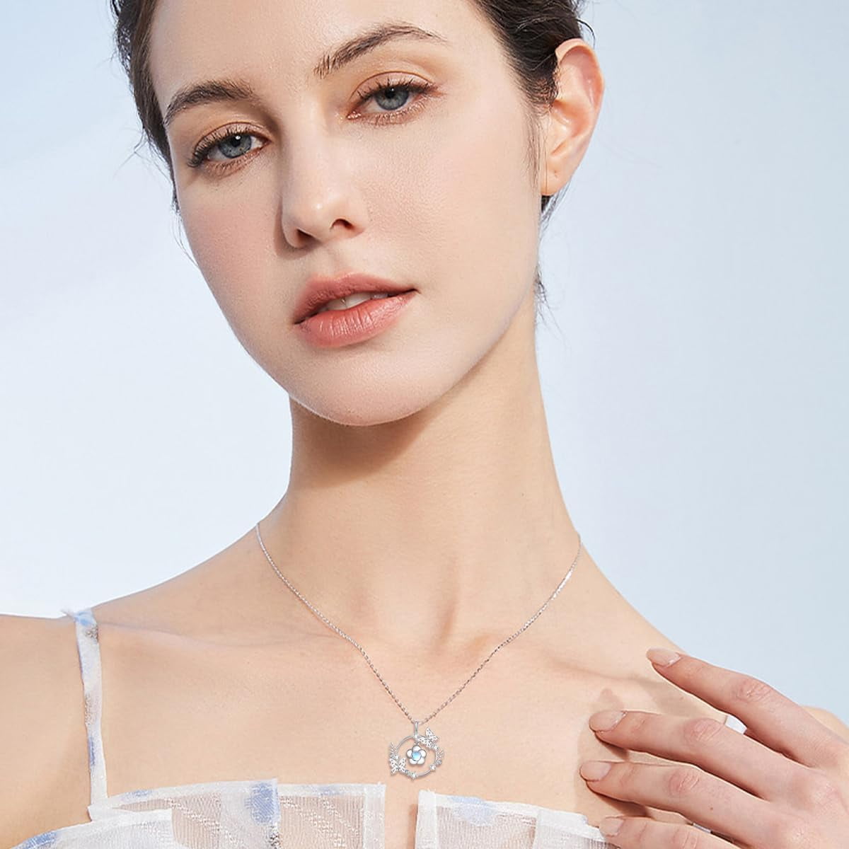 SISGEM Natural Moonstone Butterfly Pendant Necklace for Women 925 Sterling Silver Moonstone Gemstone Jewelry for Her