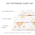 thumbnail image 4 of Noble Linens 4 Piece Pattern Microfiber Bed Sheets Set, Coral Aztec Dreams, California King, 4 of 10