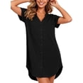 thumbnail image 2 of Fantaslook Nightgowns for Women Short Sleeve Button Down Shirts Summer Sleepwear Sexy House Dress, 2 of 9