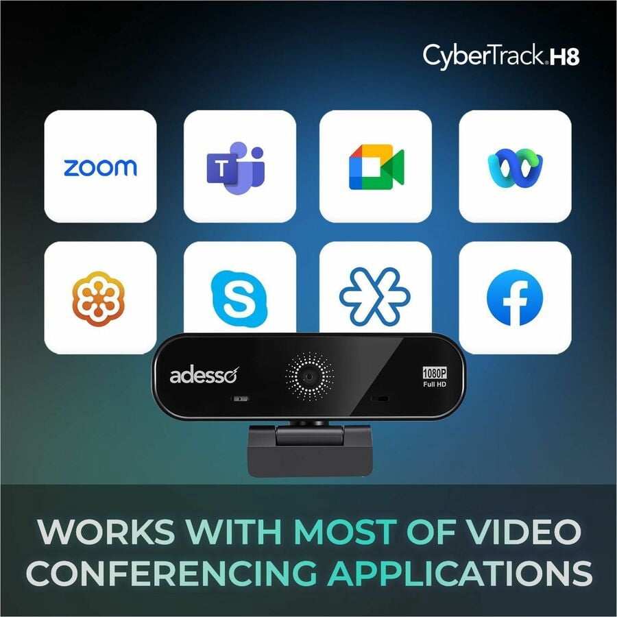 Adesso CyberTrack CyberTrack H8 Webcam, 2.1 Megapixel, 30 fps, USB 2.0