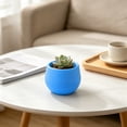 thumbnail image 5 of BiFandian Mini Plastic Pot, Ribbed Small Round Flower Planter Colorful Nursery Container, Cactus Herb Desktop Bonsai Decor, 6 Color Options for Shelf, Windowsill, 5 of 7
