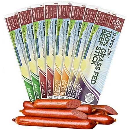 Paleovalley: 100% Grass Fed Beef Sticks - Naturally Fermented 100% Grass-Fed or Grass Finished Beef and Organic Spices - 40-Count Variety Pack - Paleo Protein Snack - No Gluten, Soy or GMO