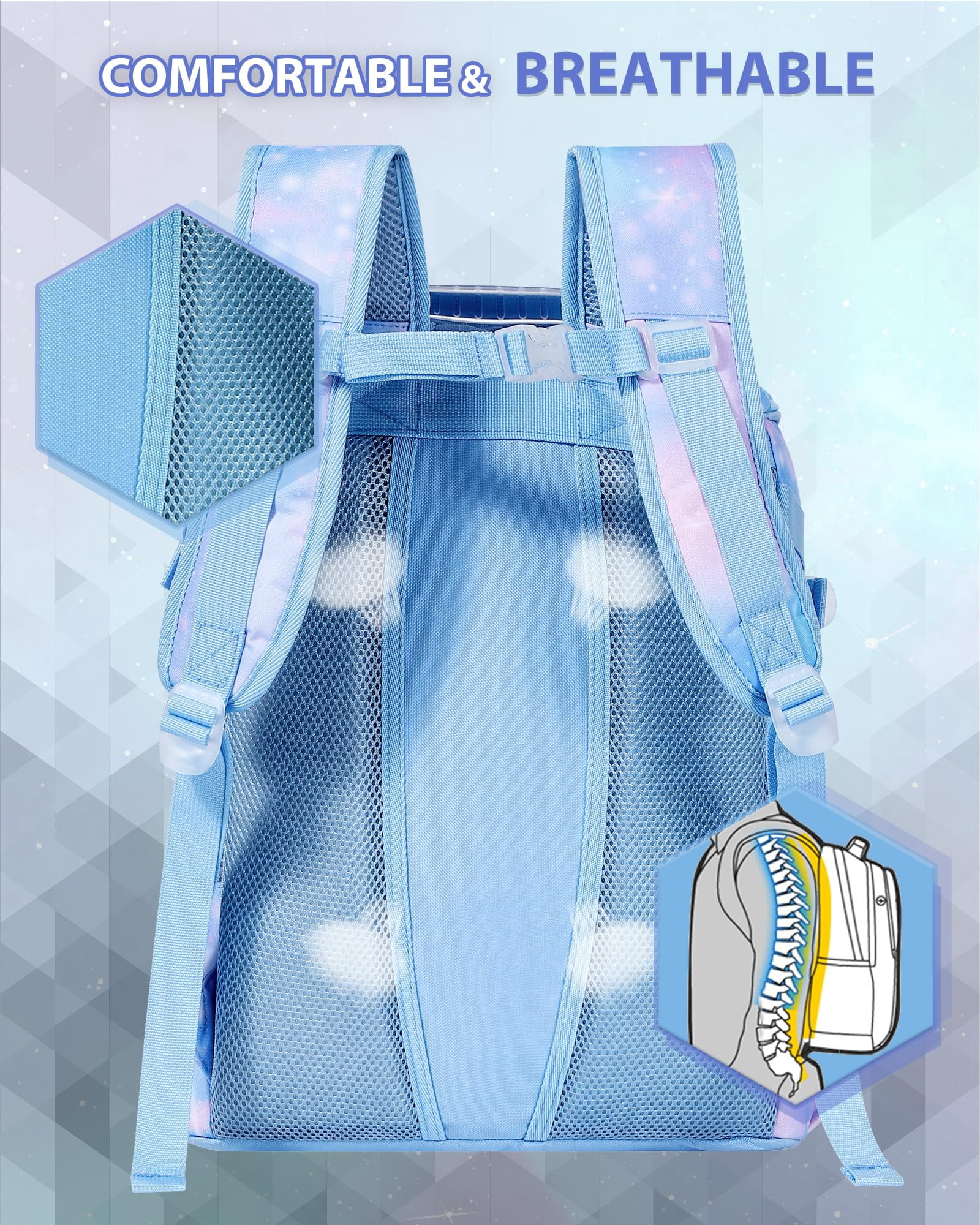 Basketball Backpack Women Fit Soccer Volleyball Baseball Football Sports Backpack Training Equipment Bag for Team -Sky Blue