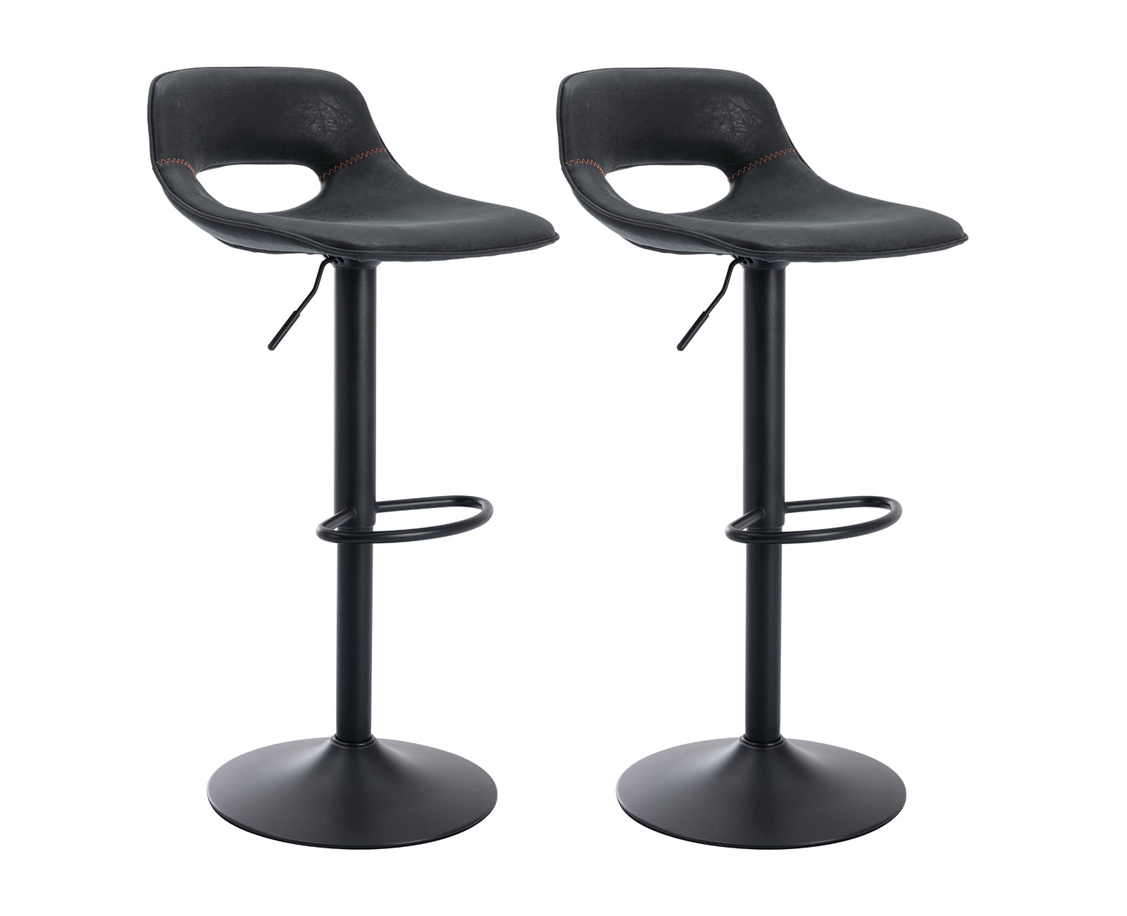 Guyou Modern Swivel Leather Bar Stools Set of 2, Adjustable Height
