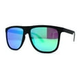 thumbnail image 3 of Polarized Hipster Flat Top Horn Rim Light Weight Slick Sunglasses Matte Black Green Mirror, 3 of 4