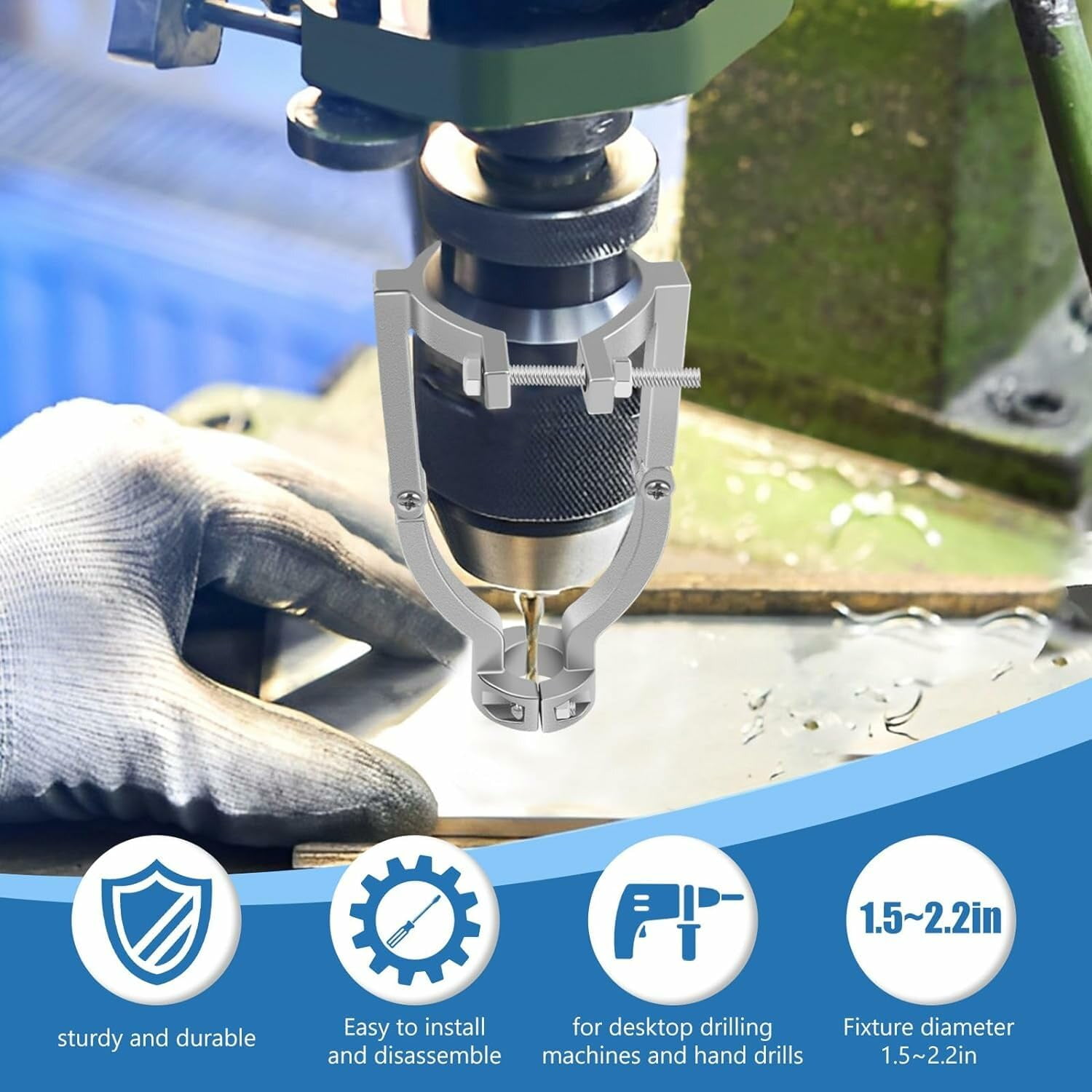 Carbide Square Hole Drill Bit Adapter Kit with 4 Bits and Fixing Bracket for Woodworking Mortising