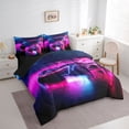 thumbnail image 3 of Homewish 3D Automobile Bedding Comforter Set 7pcs for Boys, Futuristic Racing Car Queen Bedding Sets, Neon Fuchsia Lightning Reversible Queen Sheet Sets, Ultra Soft Bedroom Decor, 3 of 7