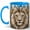 Blue, variant on White Lion Coffee Mug, Jeweled Wildlife Mug, Ceramic 11 oz