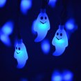 thumbnail image 2 of Cadena de luces de Halloween Cadena de luz solar fantasma de 20 LED para la decoración del banquete de boda del jardín del patio (azul), 2 of 7