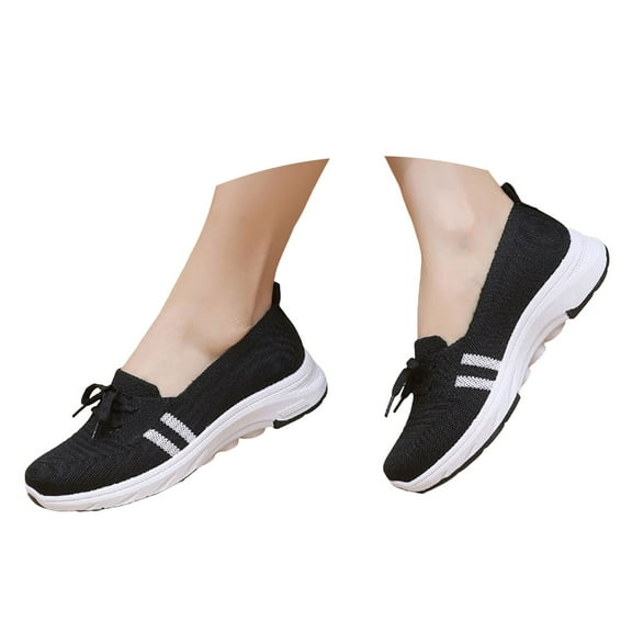 Mepaouo Women's Slip on Sneakers Knit Mesh Running Tennis Shoes Arch Support Walking Casual Loafers