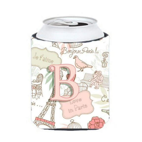 Letter B Love In Paris Pink Can & Bottle Hugger