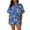 Blue, variant on Elippeo Women's Casual Outfit, Loose Lapel Neck Short Sleeve Button Down Shirt Elastic Waist Shorts 2 Piece Summer Set