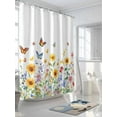 thumbnail image 3 of Shower Curtain Watercolor Butterfly Shower Curtains for Bathroom, Waterproof Polyester Shower Curtain Set with Hooks, Standard Size 66" x 72" Retro Flower, 3 of 6