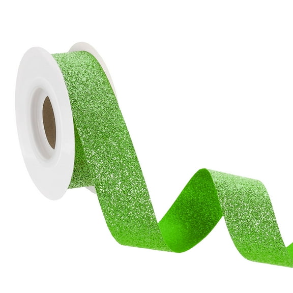 1" x 10 Yards Sparkle Ribbons, Gift Wrapping Crafts Cut Edge Ribbon, Green