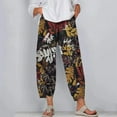 thumbnail image 2 of BJUTIR Pants For Women Elastic Waist Pants Printed Wide Loose Linen Cotton Pants Trousers Leg Pants, 2 of 3