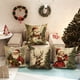 thumbnail image 5 of Funda de almohada con decoración navideña de estilo retro, diseño de cervatillo, muñeco de nieve, Papá Noel y niña pequeña, adecuada para fundas de cojín de sofá para el hogar, 5 of 5
