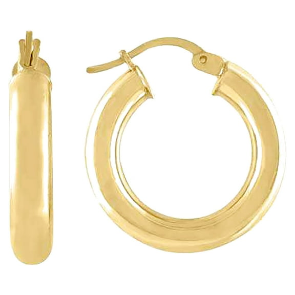 925 Sterling Silver Yellow-tone Womens Classic Hoop Earrings 22 X 4mm Hoop Earring for Women