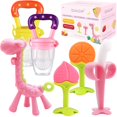 thumbnail image 1 of Set de mordedores de silicona con alimentadores de frutas para bebés QUALEAP, 1 of 6