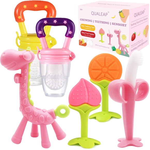 Set de mordedores de silicona con alimentadores de frutas para bebés QUALEAP