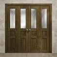 thumbnail image 3 of Sliding Closet Double Bi-fold Doors 96 x 84 inches | Ego 5011 Marble Oak | Sturdy Tracks Moldings Trims Hardware Set | Wood Solid Bedroom Wardrobe Doors, 3 of 4