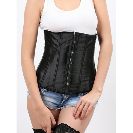 

FALEXO Women s Ultra Firm Control Satin Underbust Corset Lace Up Corselet Waist Trainer Tummy Slimmer Shapewear Body Shaper