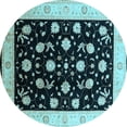 thumbnail image 1 of Ahgly Company Indoor Round Oriental Light Blue Industrial Area Rugs, 8' Round, 1 of 4